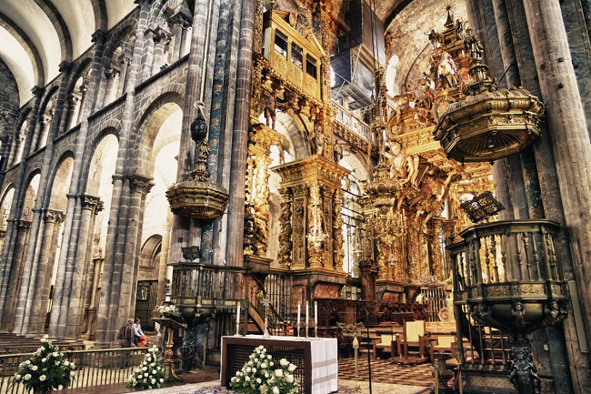 Santiago de Compostela barokk katedrális belseje